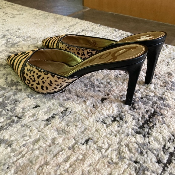 Sam Edelman Odelia Animal Leopard Mules Heels - Picture 13 of 14